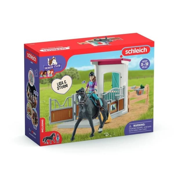 Horse Box Lisa and Storm, hästfigur och tillbehör, SCHLEICH 42709 Horse Club, 5 år