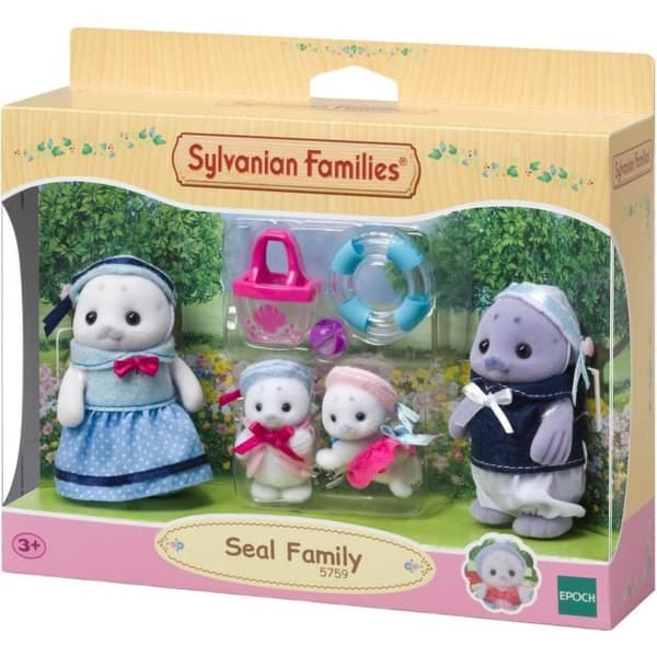 Ledad familj - SYLVANIAN FAMILIES - Sälfamilj - 4 karaktärer och strandtillbehör
