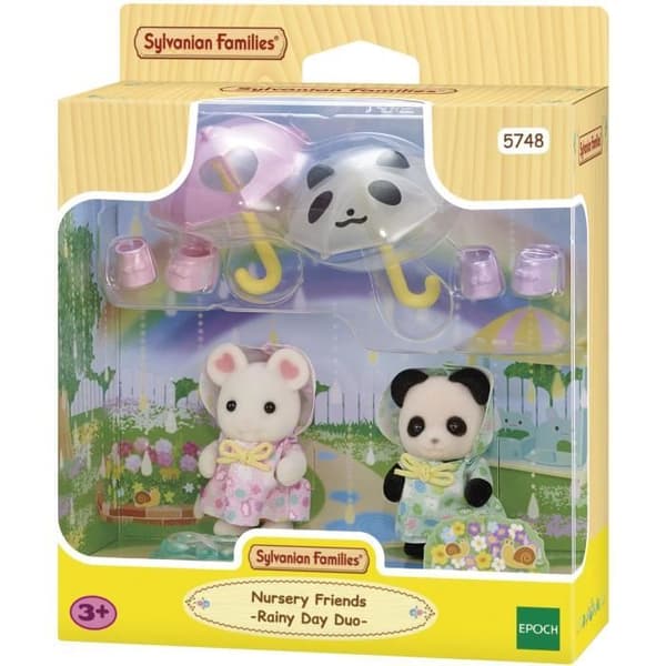 Ledade figurer - SYLVANIAN FAMILIES - Baby Duo i regndräkter - Panda och Marshmallow Mouse
