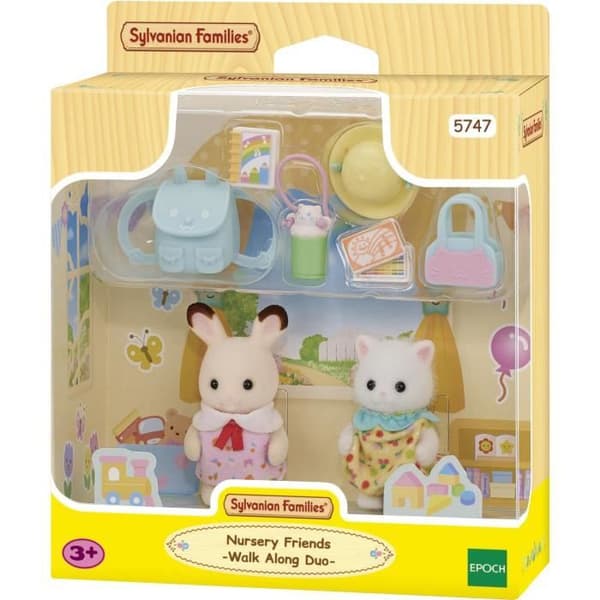 Duon av bebisar på promenad - SYLVANIAN FAMILIES - 5747 - Chokladkanin och perserkatt med tillbehör