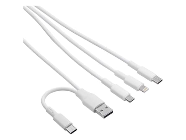 Akyga AK-USB-52, 1,2 m, USB A/USB C, USB C/Micro-USB B/Lightning, Vit
