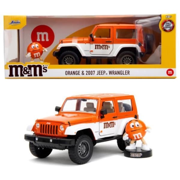 M&amp;M'S - ORANGE &amp; 2007 JEEP WRANGLER - 1:24 JADA TOYS 253255068