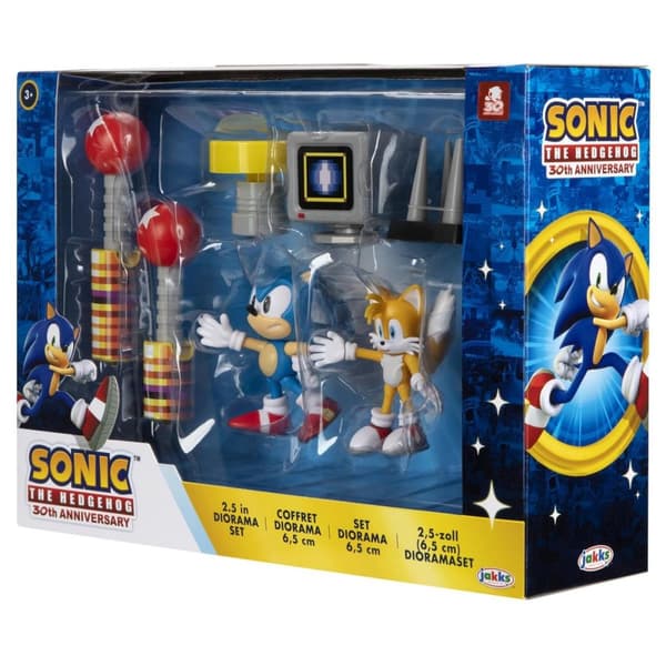 JAKKS Pacific Sonic the Hedgehog 2,5 tommers diorama-sett 30-årsjubileum