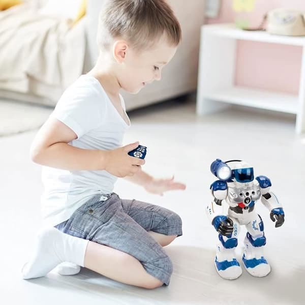 Xtrem Bots - polispatrull, fjärrkontrollrobot för barn över 5 år, programmerbar leksak med smart radiokontroll, pedagogiskt spel