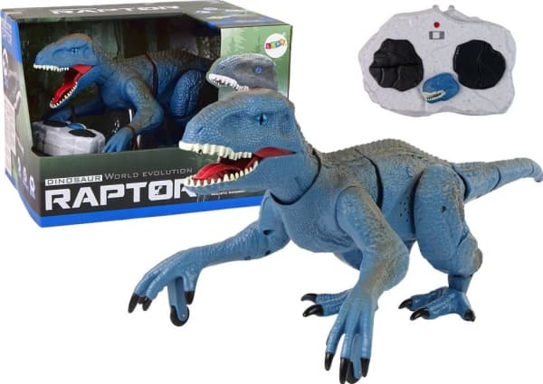 LeanToys Action Figur Fjernstyrt Dinosaur Velociraptor Lyd Brølende Lyder Blå