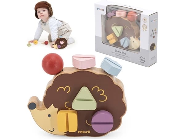 Viga Toys Viga Polarb byggleksak i trä. Jeżyk med Montessori-skruvar