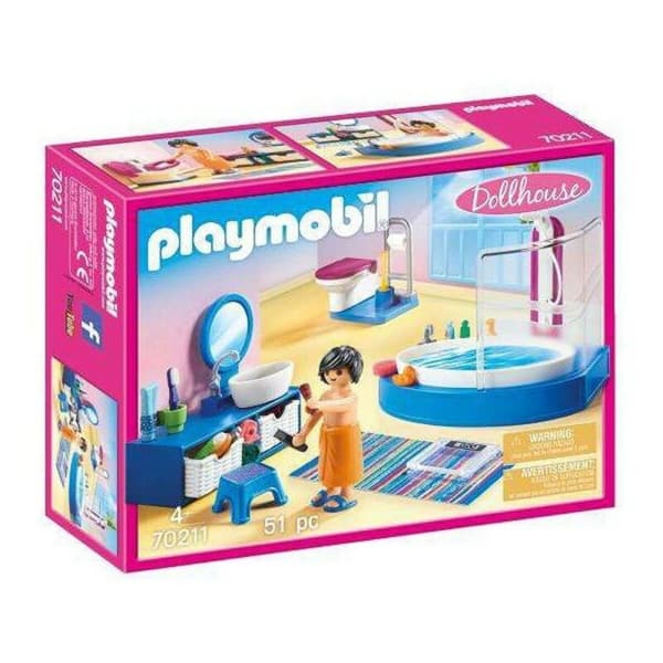 Playset Dollhouse Bathroom Playmobil 70211 Bad (51 pcs)