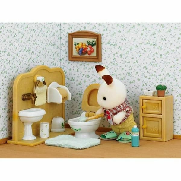 Action Figurer Sylvanian Families Chocolate Rabbit and Toilet Set