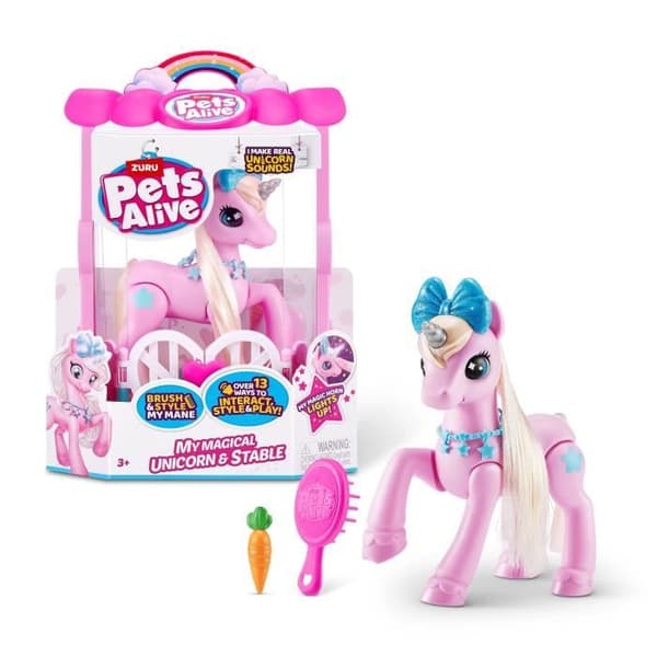 Interactive Unicorn - ZURU - My Magical Unicorn Pets Alive - 13 interaktioner och spel för att upptäcka magin i din enhörning