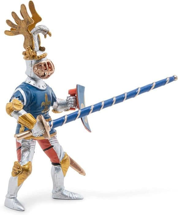 Blue Knight Fleur de Lys Figurine - PAPO - DEN MEDELTIDA VÄRLDEN - Lans, sköld och svärd - För barn
