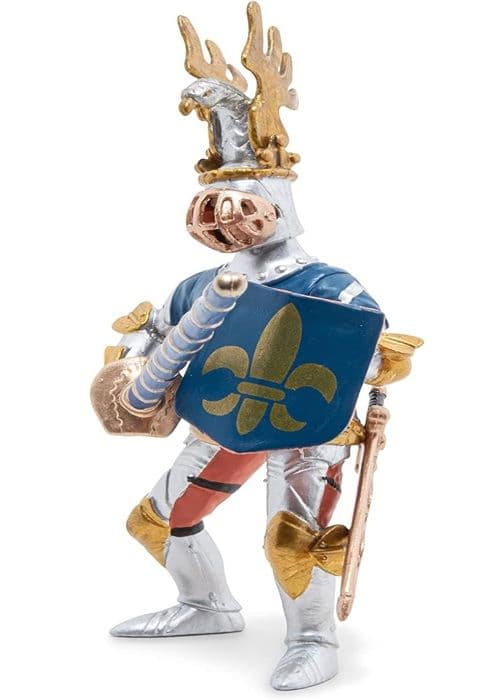 Blue Knight Fleur de Lys Figurine - PAPO - DEN MEDELTIDA VÄRLDEN - Lans, sköld och svärd - För barn