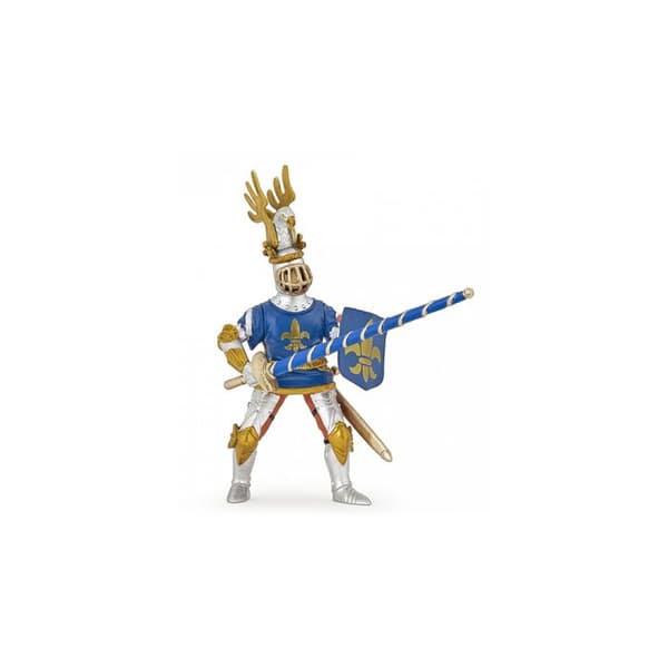 Blue Knight Fleur de Lys Figurine - PAPO - DEN MEDELTIDA VÄRLDEN - Lans, sköld och svärd - För barn