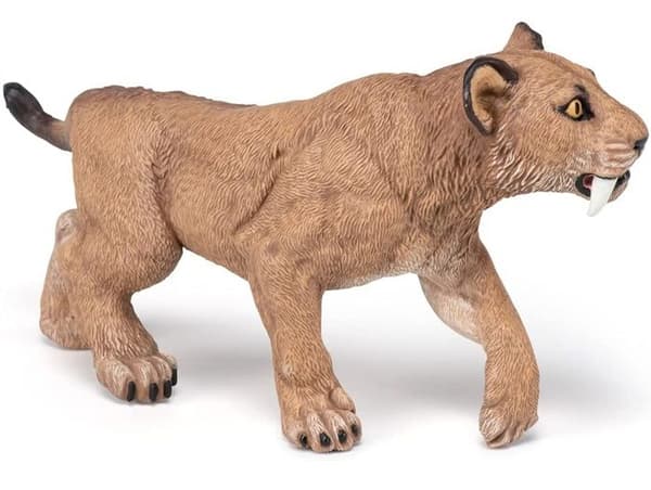 Förhistorisk statyett - PAPO - Ung Smilodon - Beige, vit och brun - för barn