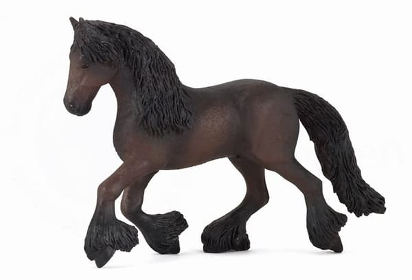 Friesian Horse Figurine - PAPO - Prestige modell - Svart och brun - För barn från 10 månader