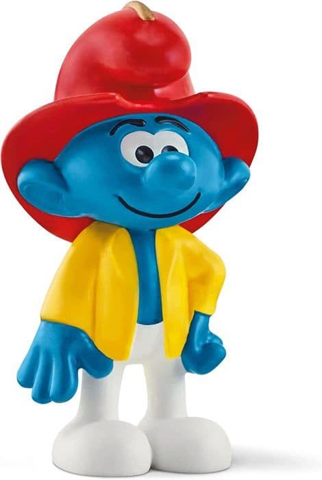 Smurffigur - SCHLEICH - Brandmanssmurf - Vit - Unik färg - Interiör
