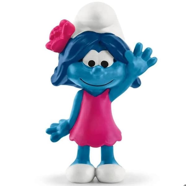 Smurffigur: Smurfett med en blomma - SCHLEICH - Pop! - Vit - Blandat - Från 3 år
