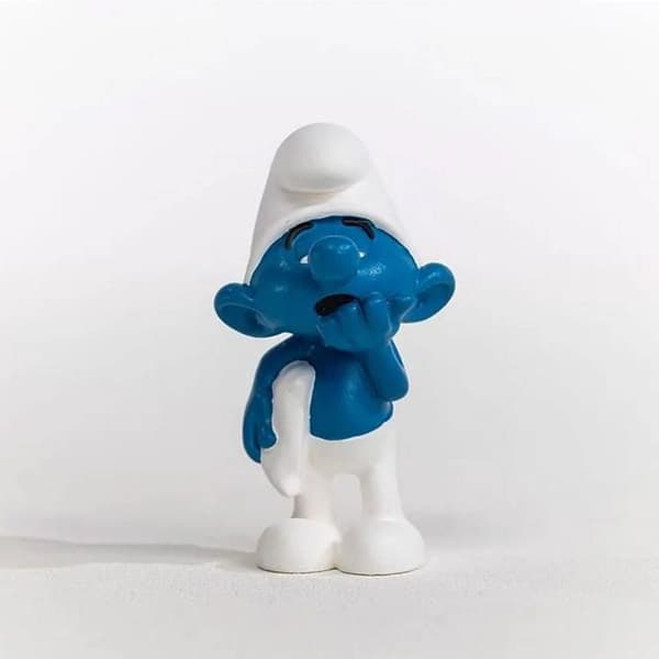 Smurffigur - SCHLEICH - Lat Smurf - Vit, blå och svart - För barn från 3 år och uppåt