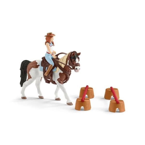 Hannah's Racing Horse - Set med 12 Schleich Rodeo Toys with Cowherd - Hästfigur och tillbehör - Present för pojkar