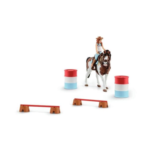 Hannah's Racing Horse - Set med 12 Schleich Rodeo Toys with Cowherd - Hästfigur och tillbehör - Present för pojkar