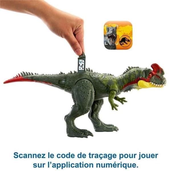 Figurine - MATTEL - Jurassic World Dino Trackers - Gigantic Trackers Sinotyrannus - Vit - Blandat - Grön