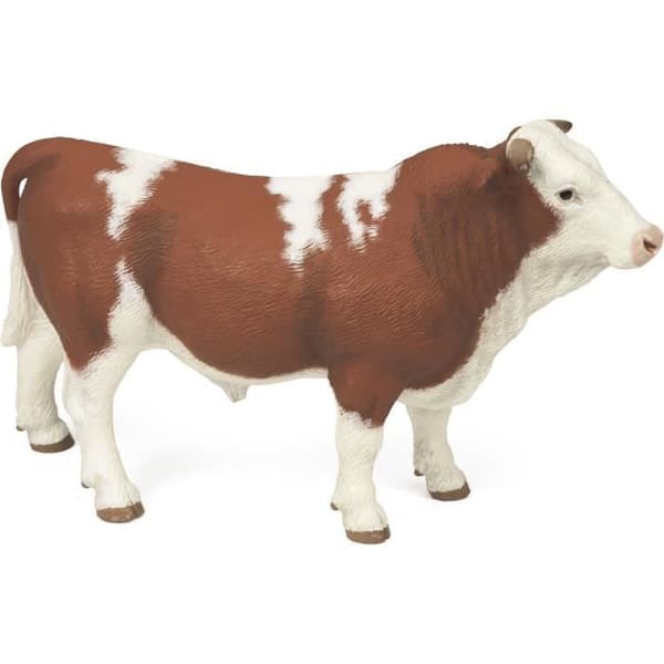 Simmental Bull Figurine - PAPO - Livet på gården - För barn från 3 år och uppåt