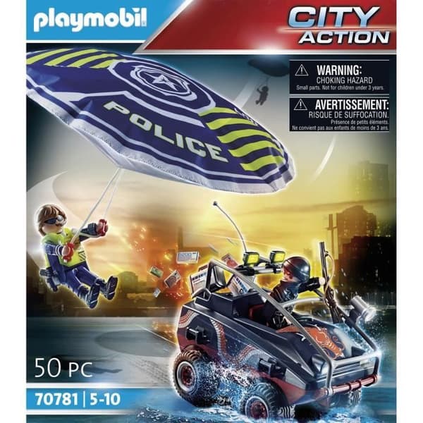 PLAYMOBIL - 70781 - Fallskärmsjägarepolis och banditfyra - Blå - Blandad - 5 år