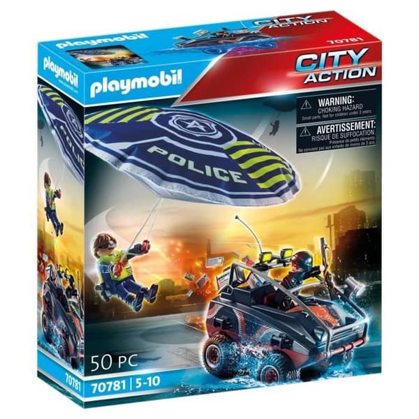 PLAYMOBIL - 70781 - Fallskärmsjägarepolis och banditfyra - Blå - Blandad - 5 år