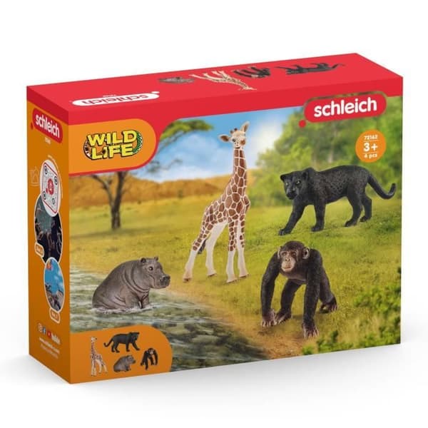 Figurines Wild Life Basic Kit, 4 ultrarealistiska figurer, leksak för barn från 3 år och uppåt, Schleich 42387 Wild life