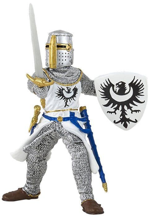 Vit riddarfigur med svärd PAPO - The Medieval World - För barn från 3 år och uppåt