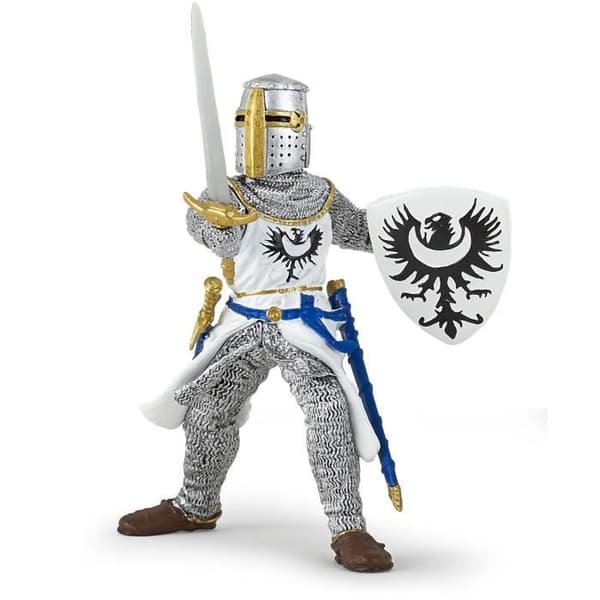 Vit riddarfigur med svärd PAPO - The Medieval World - För barn från 3 år och uppåt