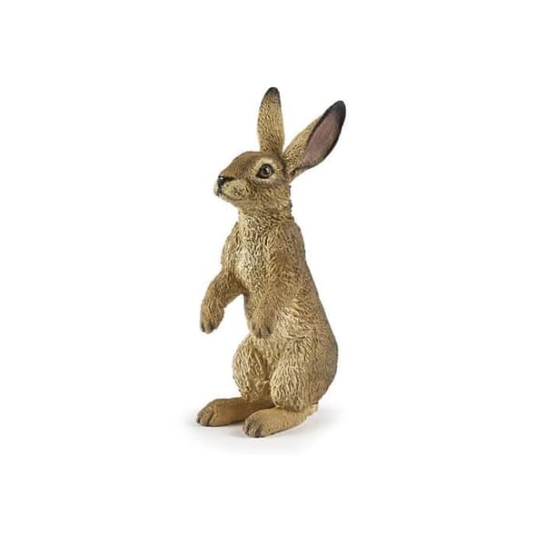 Figur - PAPO - Stående hare - Brun päls - Upprättstående öron - 6 cm
