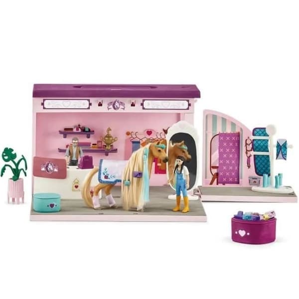 Sofia's Beauty Pop-Up Shop - Schleich Stall Styling Case med Grooming Accessories och hästfigurer - Set med