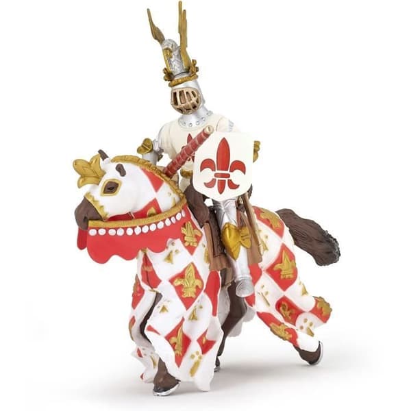 White Horse Fleur de Lys Figurine - PAPO - DEN MEDELTIDA VÄRLDEN - För barn