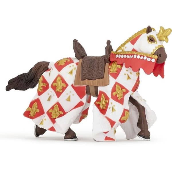 White Horse Fleur de Lys Figurine - PAPO - DEN MEDELTIDA VÄRLDEN - För barn