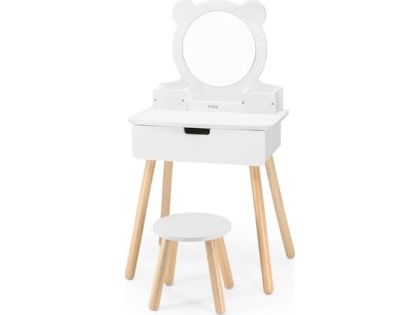 Viga Toys VIGA Stor träklosett vit med spegel och stol