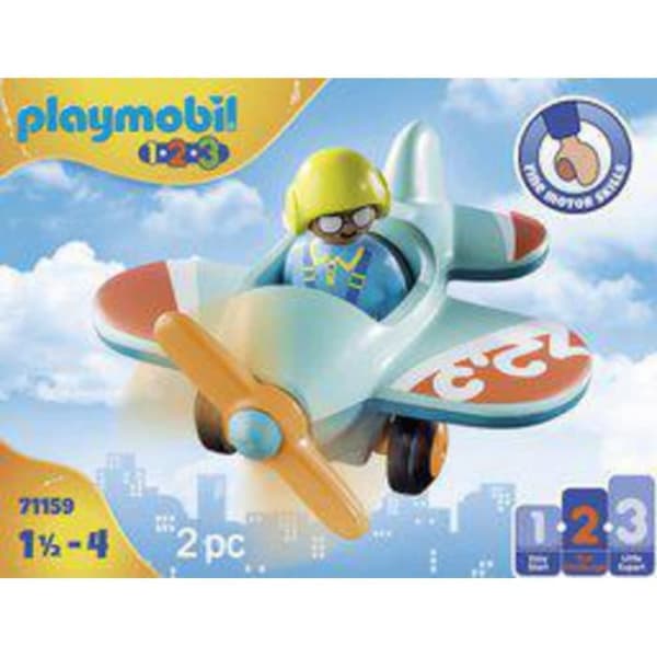 Byggspel - PLAYMOBIL - 71159 PLANE - Färg Blå - Ålder 12 månader - För blandade barn