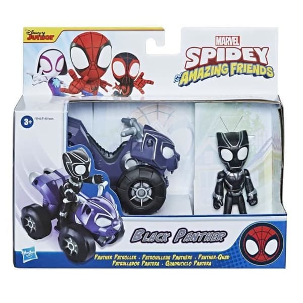 Marvel Spidey and His Amazing Friends - Black Panther-figur med Panther Patrolman - för barn från 3 år och uppåt