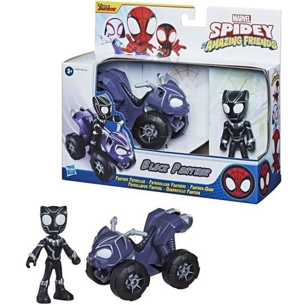 Marvel Spidey and His Amazing Friends - Black Panther-figur med Panther Patrolman - för barn från 3 år och uppåt