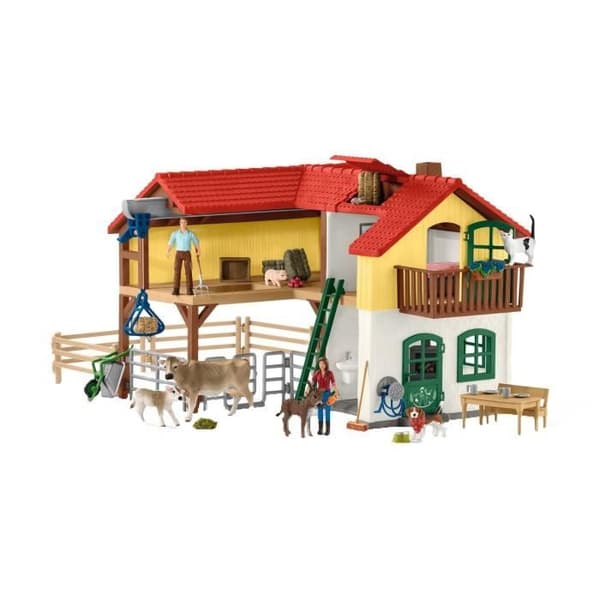 Gårdsfigur med stall och djur - SCHLEICH - 42407 - Leksak för barn från 3 år och uppåt