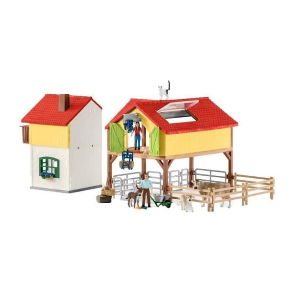Gårdsfigur med stall och djur - SCHLEICH - 42407 - Leksak för barn från 3 år och uppåt