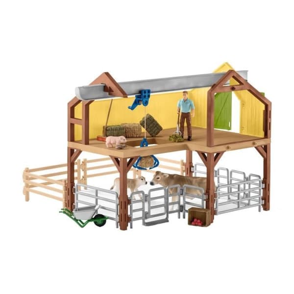 Gårdsfigur med stall och djur - SCHLEICH - 42407 - Leksak för barn från 3 år och uppåt