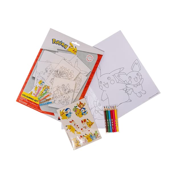 Pokémon Coloring set med 6 Färgpennor & Stickers