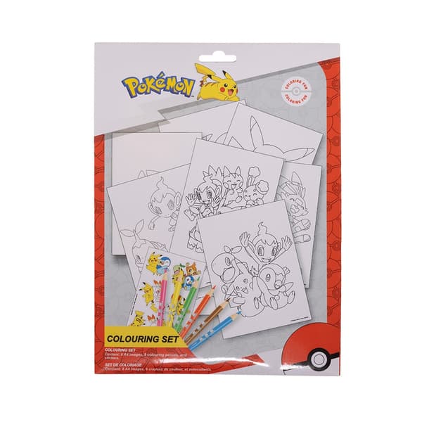 Pokémon Coloring set med 6 Färgpennor & Stickers
