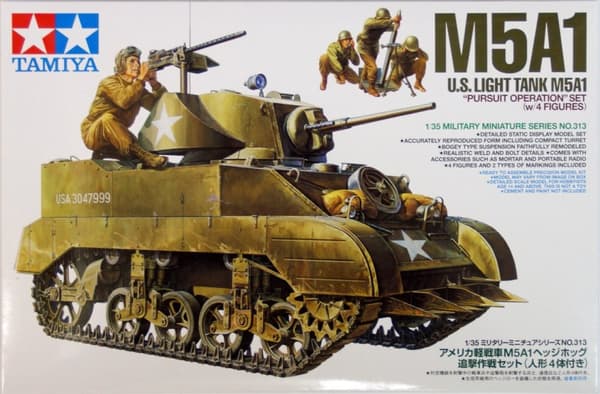 Tamiya Modellbygge Light Tank M5A1 med Figurer, Skala 1:35