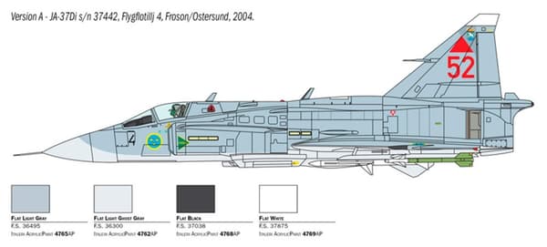 Italeri Modellflyg SAAB JA 37 Jaktviggen, Skala 1:48