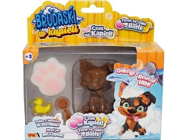 Skitten svart og hvit Corgi-hund i et bad