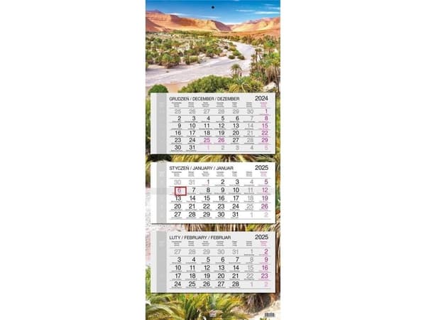 Kalender 2025 tredelt flatt hode Marokko