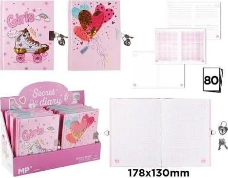 Notepads with padlock 178x130mm Big Dream Girls MIX