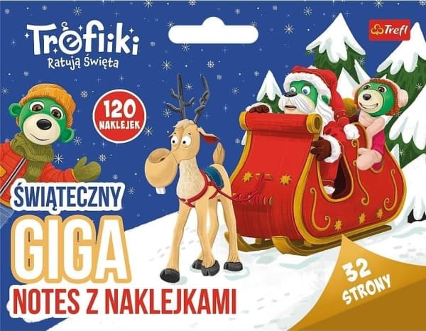 Trefiliki redder julen. Julebok med klistremerker