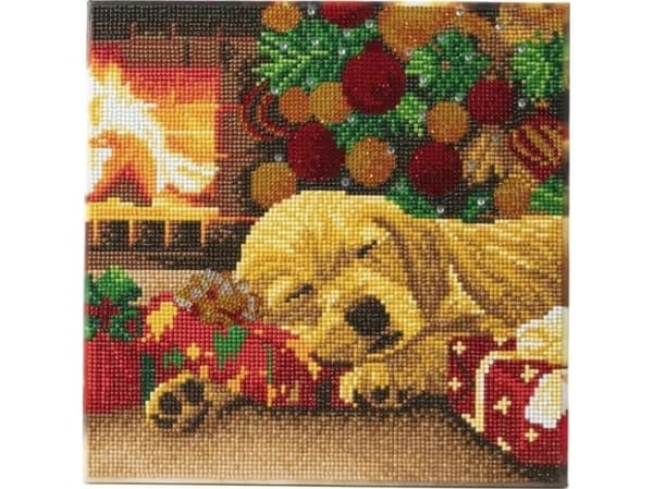 Epee KUNST *KRYSTALLKUNST. maleri Sovende Labrador 30x30 cm